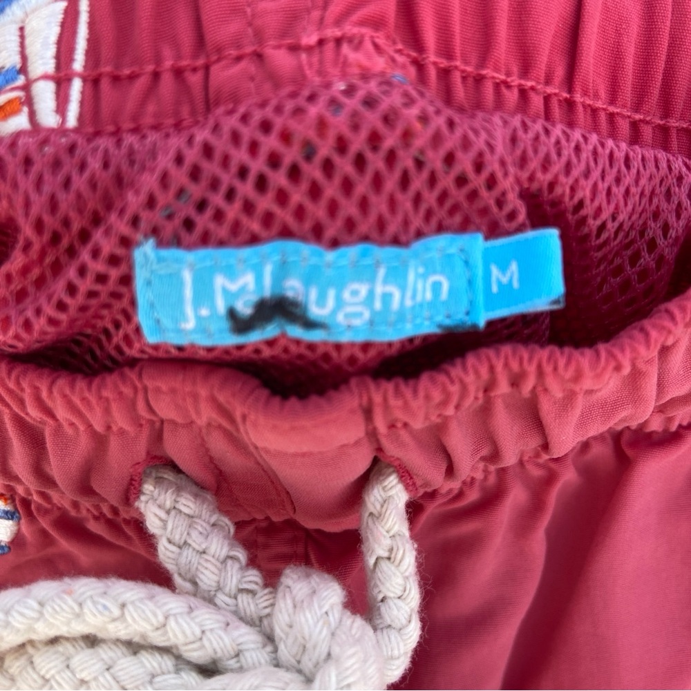J. McLaughlin Men’s Sailboat & Buoy Swim Trunks Size Medium Vintage Wash Red - Picture 3 of 5